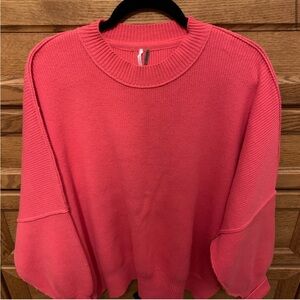 Free People Coral Pink Crewneck Sweater